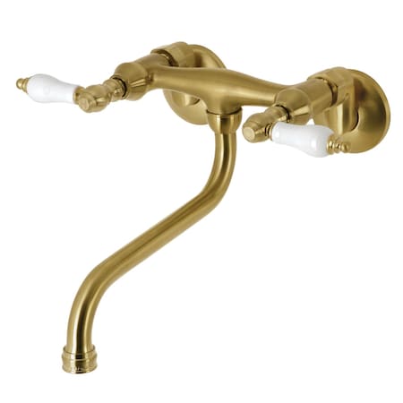 Kingston Brass KS515SB Two-Handle Wall Mount Bathroom Faucet, Brushed Brass KS515SB